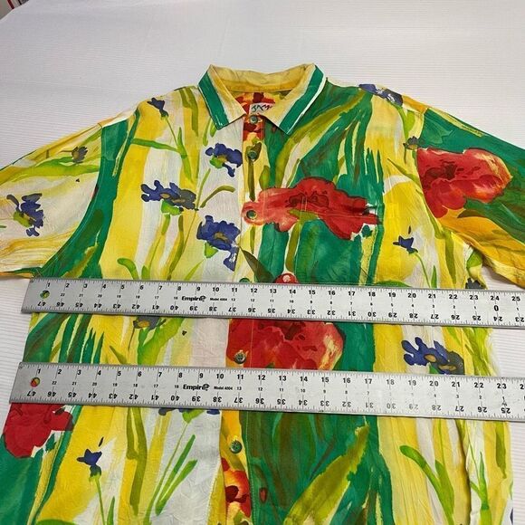 Jams World Hawaiian Floral Short Sleeve Button Up Shirt Size Large - Picture 4 of 10